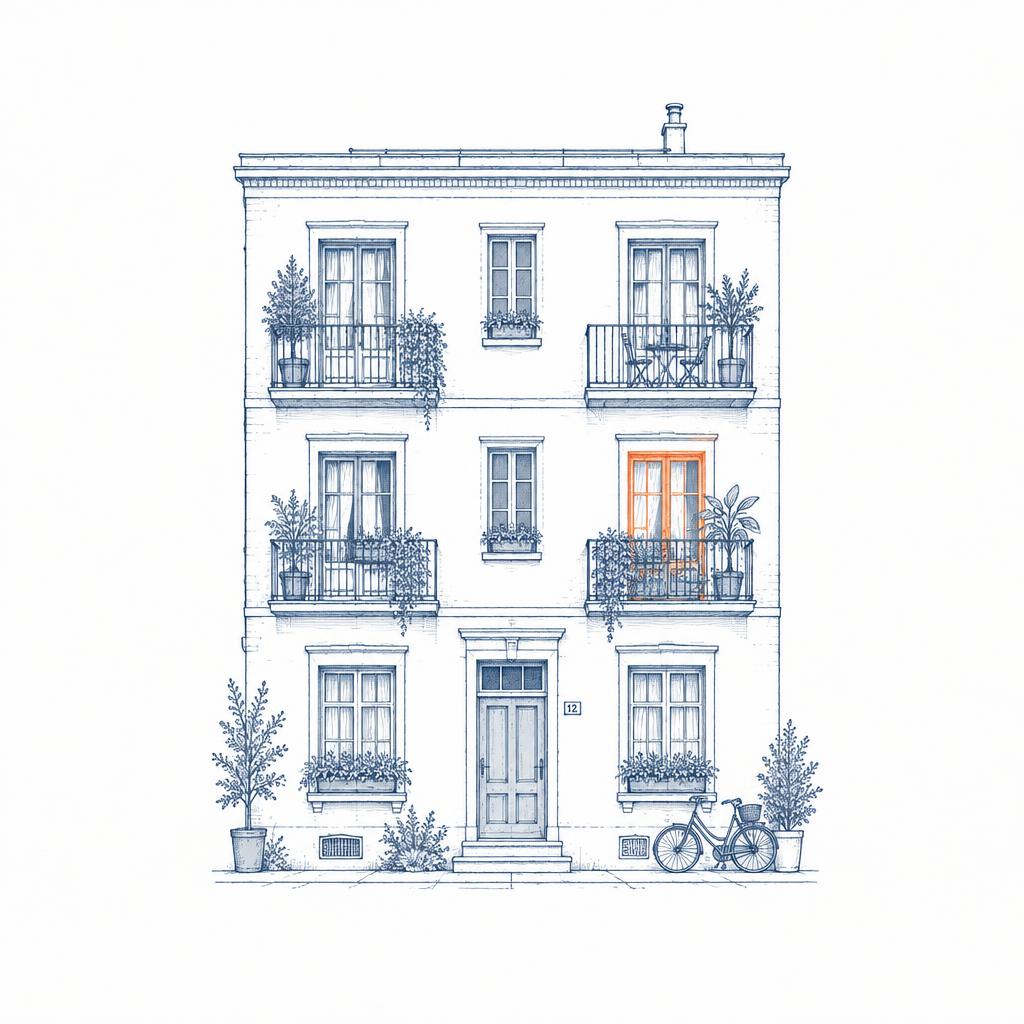 Ilustración de un edificio de apartamentos